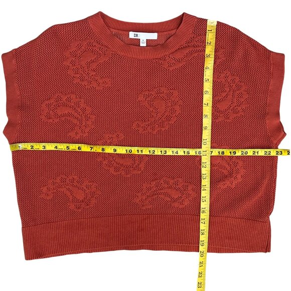 DR2 100% Cotton Paisley Open-Stitch Sweater Tank Size Medium Brick Orange EUC - Picture 8 of 13